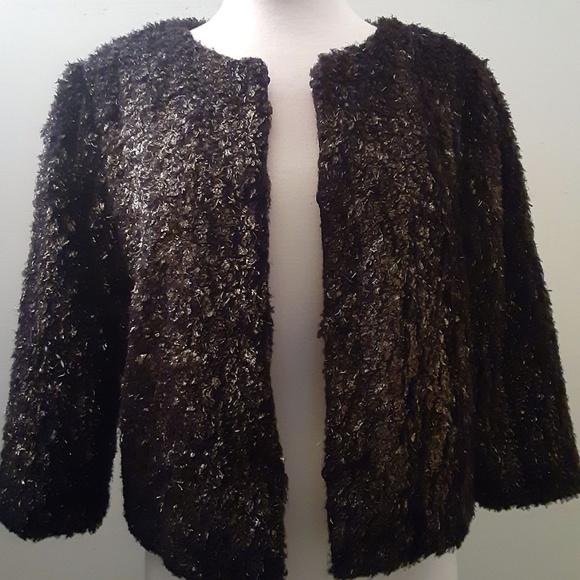 NWT Chelsea Violet Fuzzy Gold Black Bolero Jacket - Picture 6 of 8